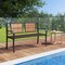 Costway Patio Garden Bench Steel Frame Rattan Backrest Park Yard Outdoor Porch Furniture